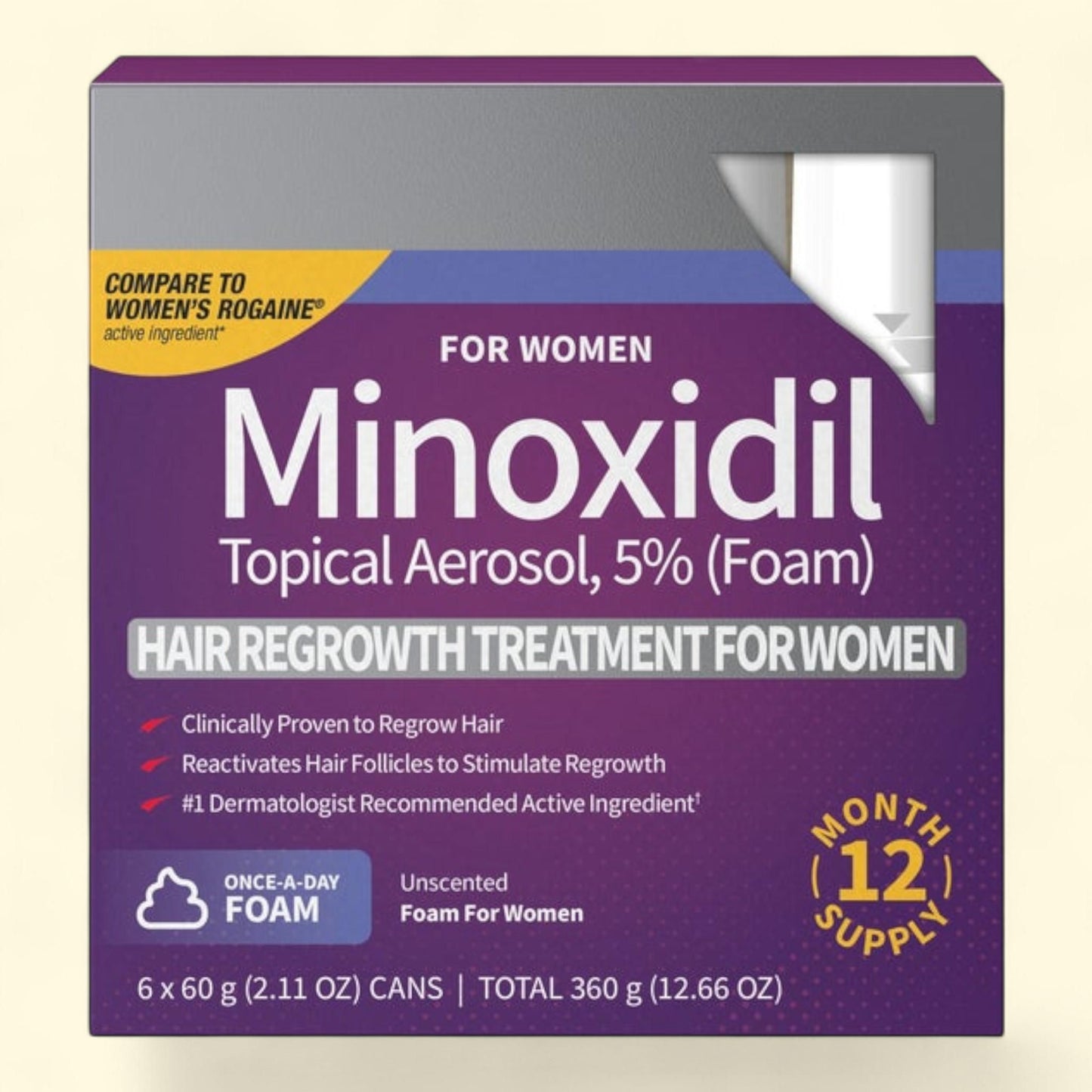 Perrigo Women's Minoxidil Hair Regrowth Treatment 2.11 fl oz, 6-pack