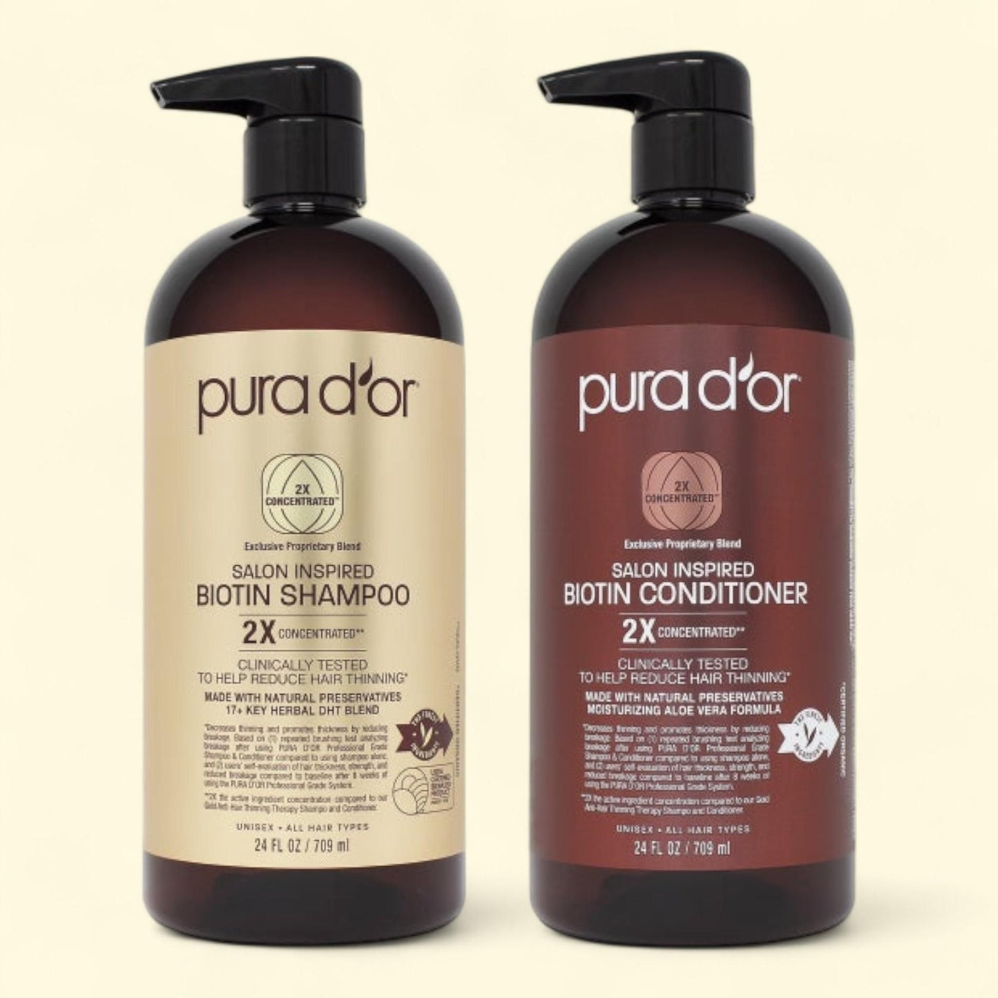 Pura d'or Biotin Shampoo & Conditioner Set, Salon Inspired, 16 oz