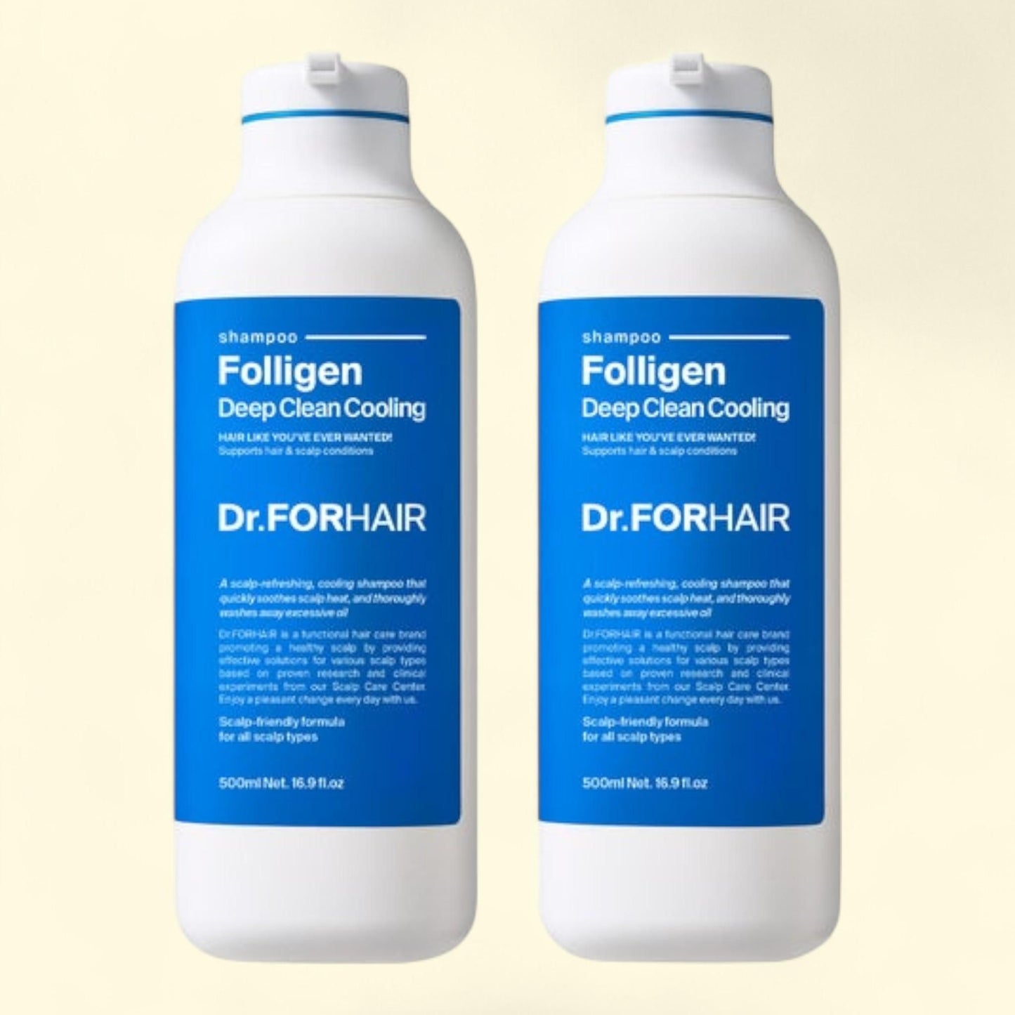 Dr.FORHAIR Folligen Deep Clean Cooling Shampoo, 16.9 fl oz, 2-pack
