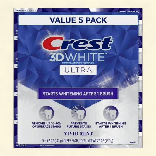 Crest 3D White Vivid Mint Ultra Whitening Toothpaste, 5.2 oz.