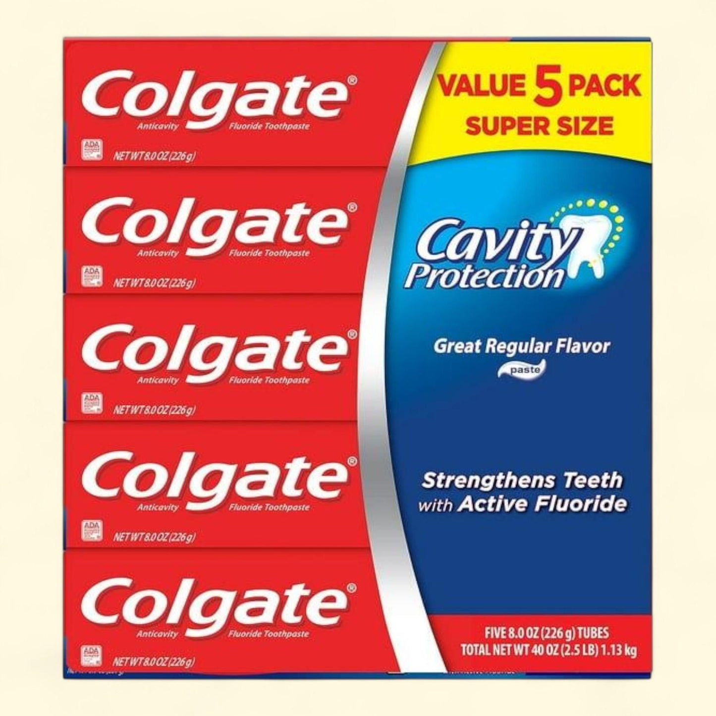 Colgate Toothpaste, Cavity Protection, Regular Flavor, 8 oz., 5 pk.