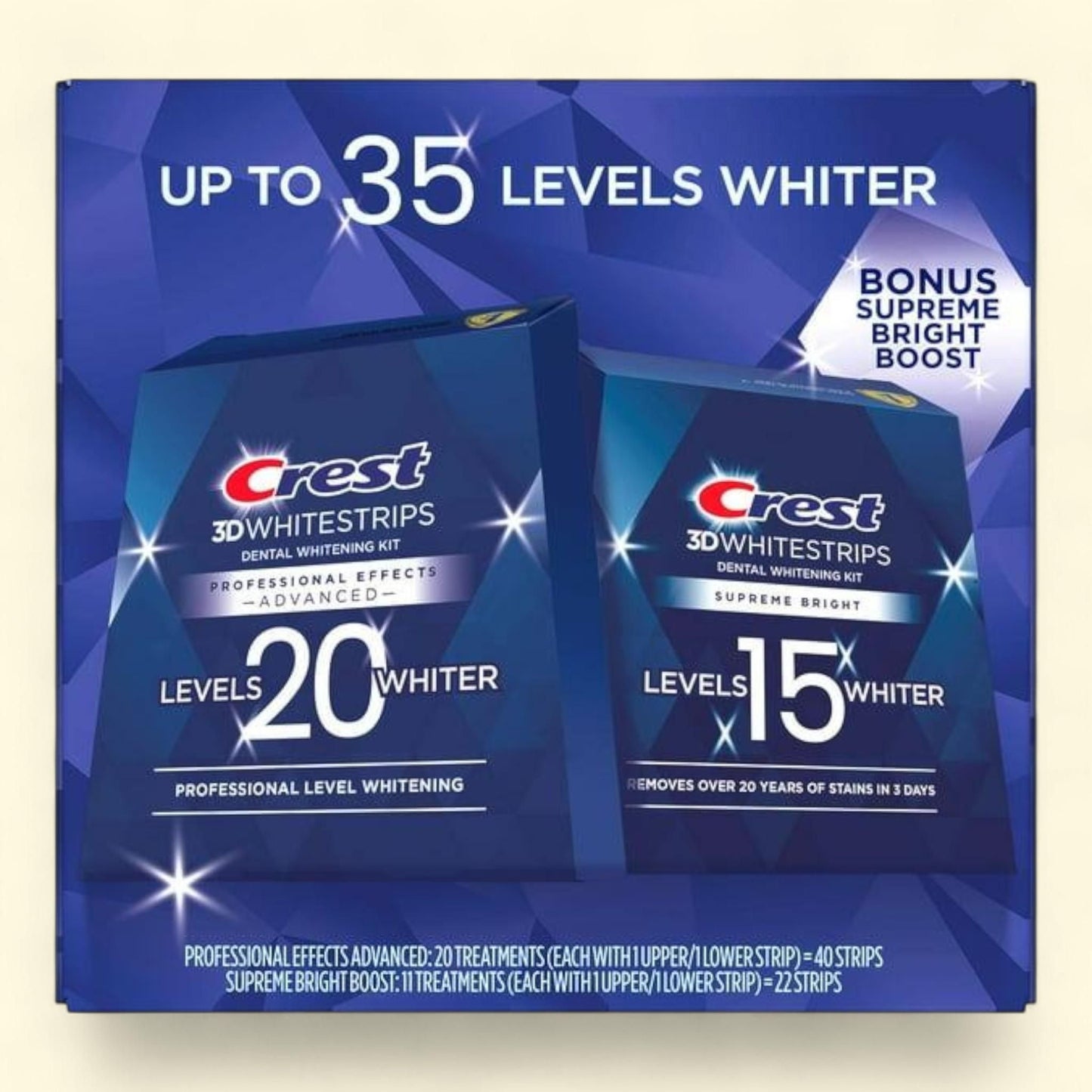 Crest Whitestrips Professional Effects & Supreme Bright Whitening Kit, Size
