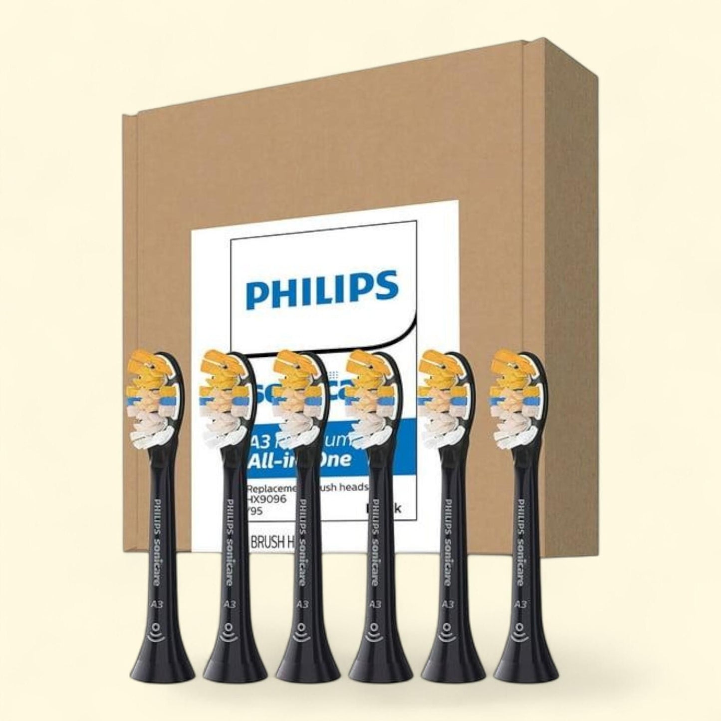 Philips Sonicare Toothbrush Heads, Premium All-in-One, Black, 6 ct.