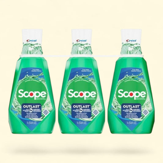 Crest Scope Outlast Mouthwash, Fresh Mint, 33.8 fl. oz., 3 pk.