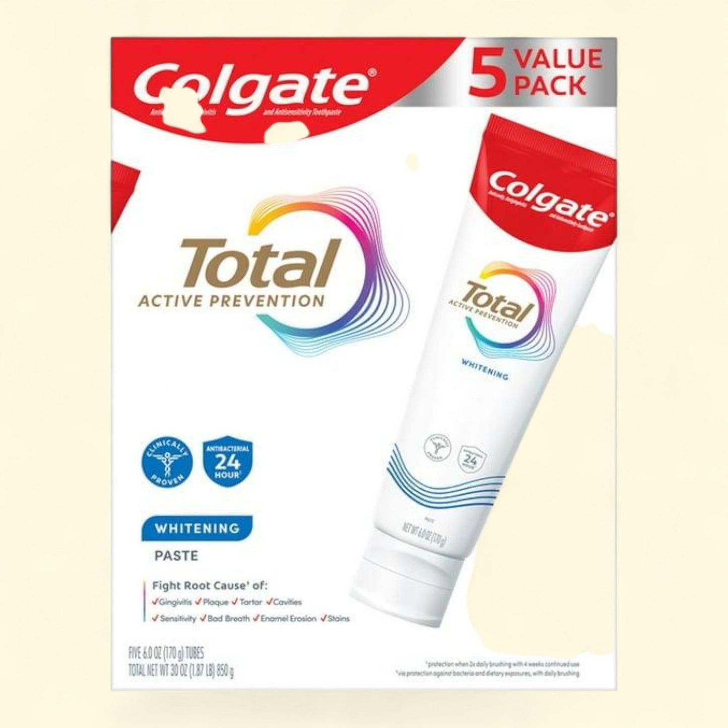 Colgate Total Whitening Toothpaste, 6 oz., 5 pk.