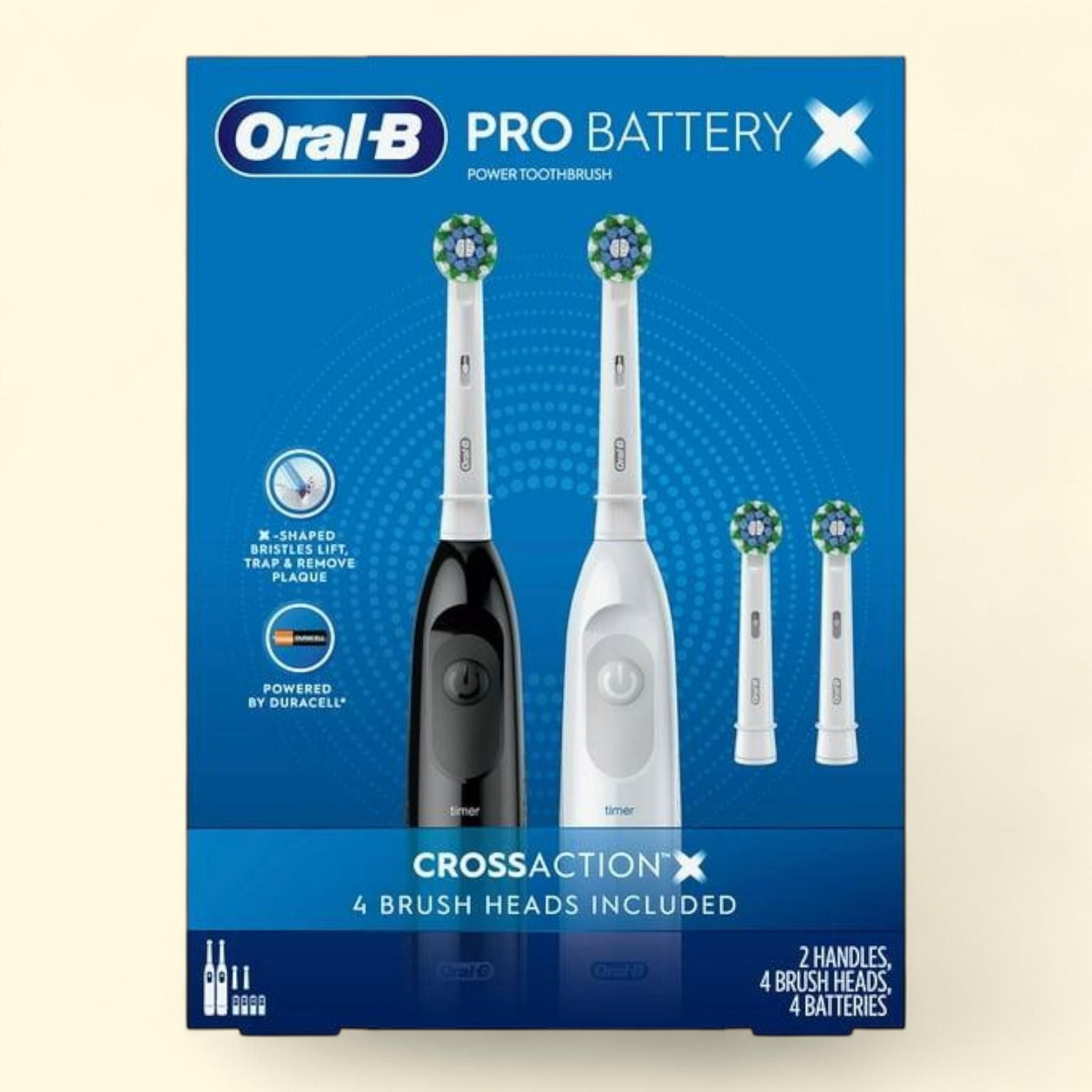 Oral-B Pro Advantage Battery-Powered Toothbrush, 2 Handles + 4 Brus... — authentic US product shipped worldwide by Treatspree