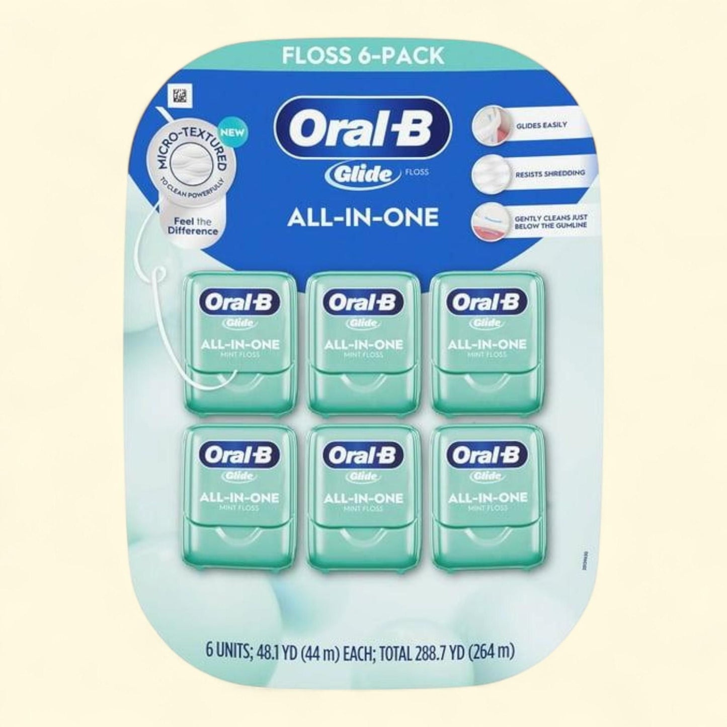 Oral-B Glide Dental Floss, Mint Flavor, 44m, 6pk