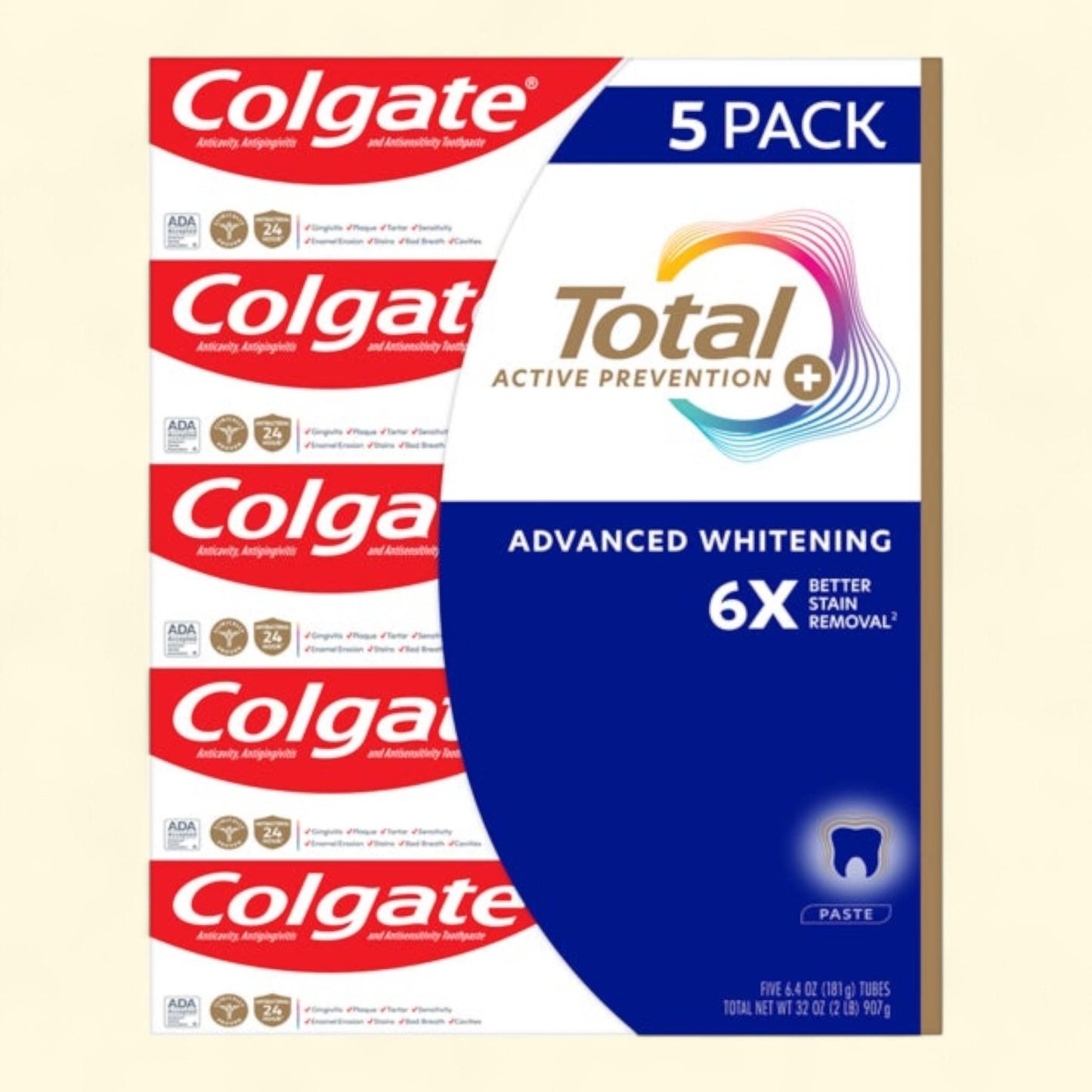 Colgate Total Toothpaste, 6.4 oz, 5-pack