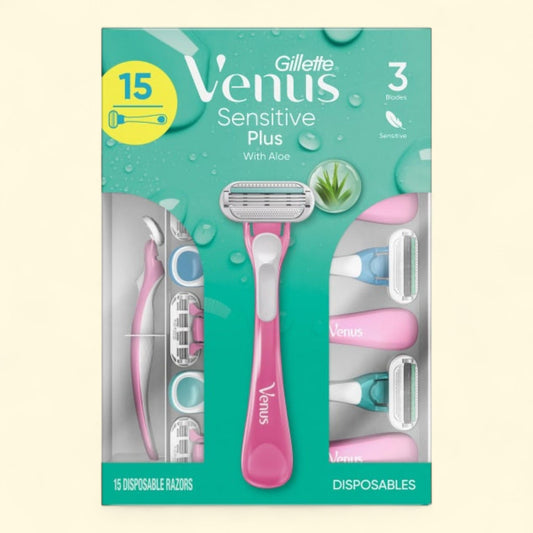 Gillette Venus Sensitive Plus Disposable Razor, 15-count