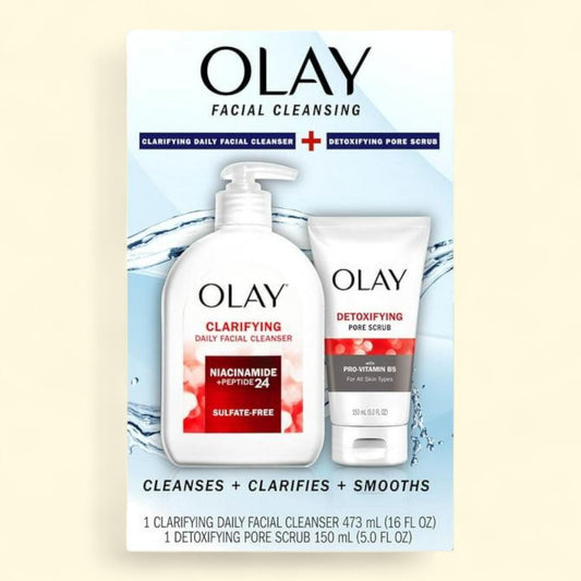 Olay Facial Cleanser and Detoxifying Pore Scrub Duo Kit