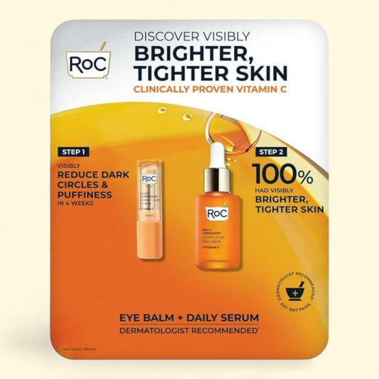 RoC Revive + Glow Eye Balm and Daily Serum Kit, Brightening, 2 pc