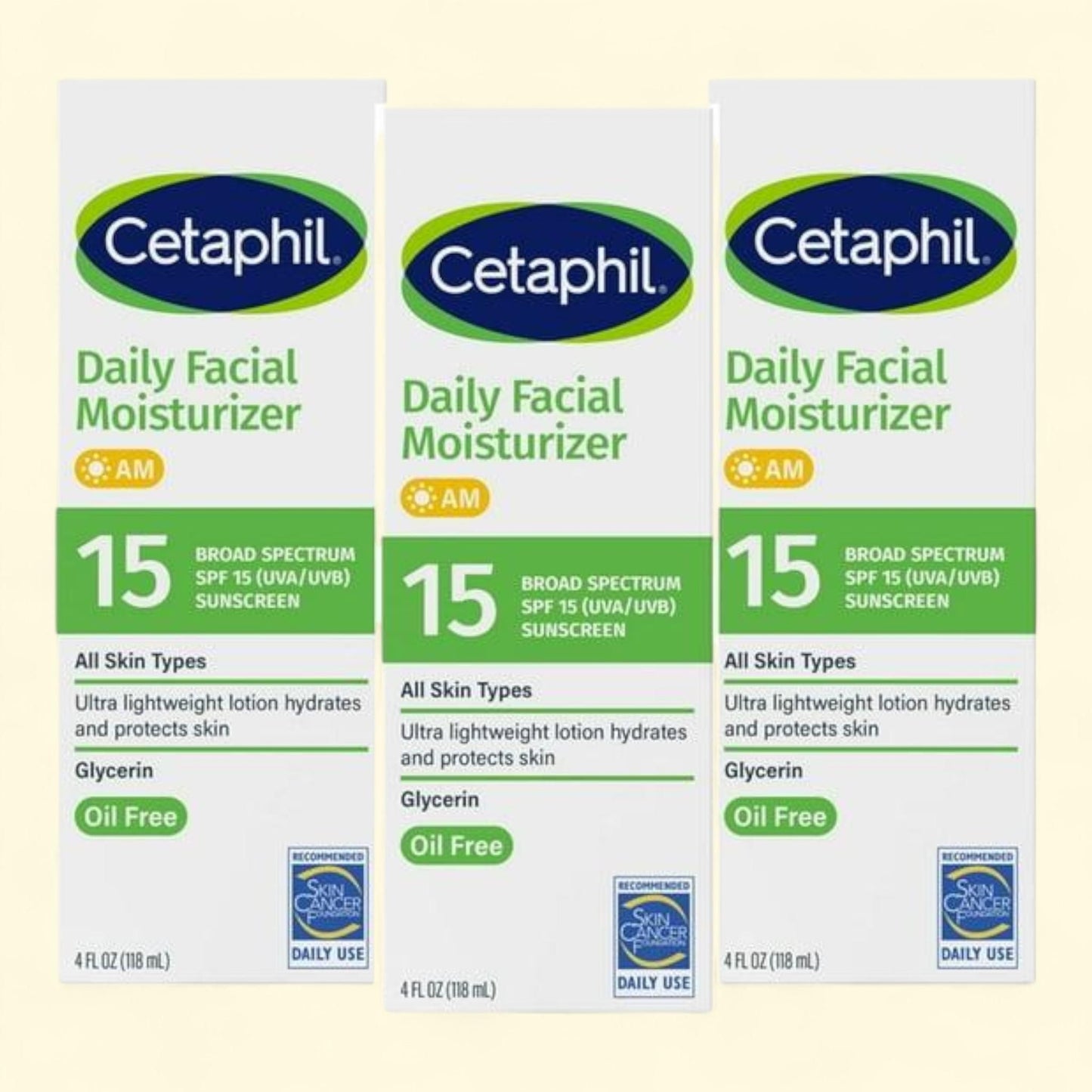 Cetaphil Daily Facial Moisturizer with Sunscreen, SPF 15, 4 fl. oz. — authentic US product shipped worldwide by Treatspree