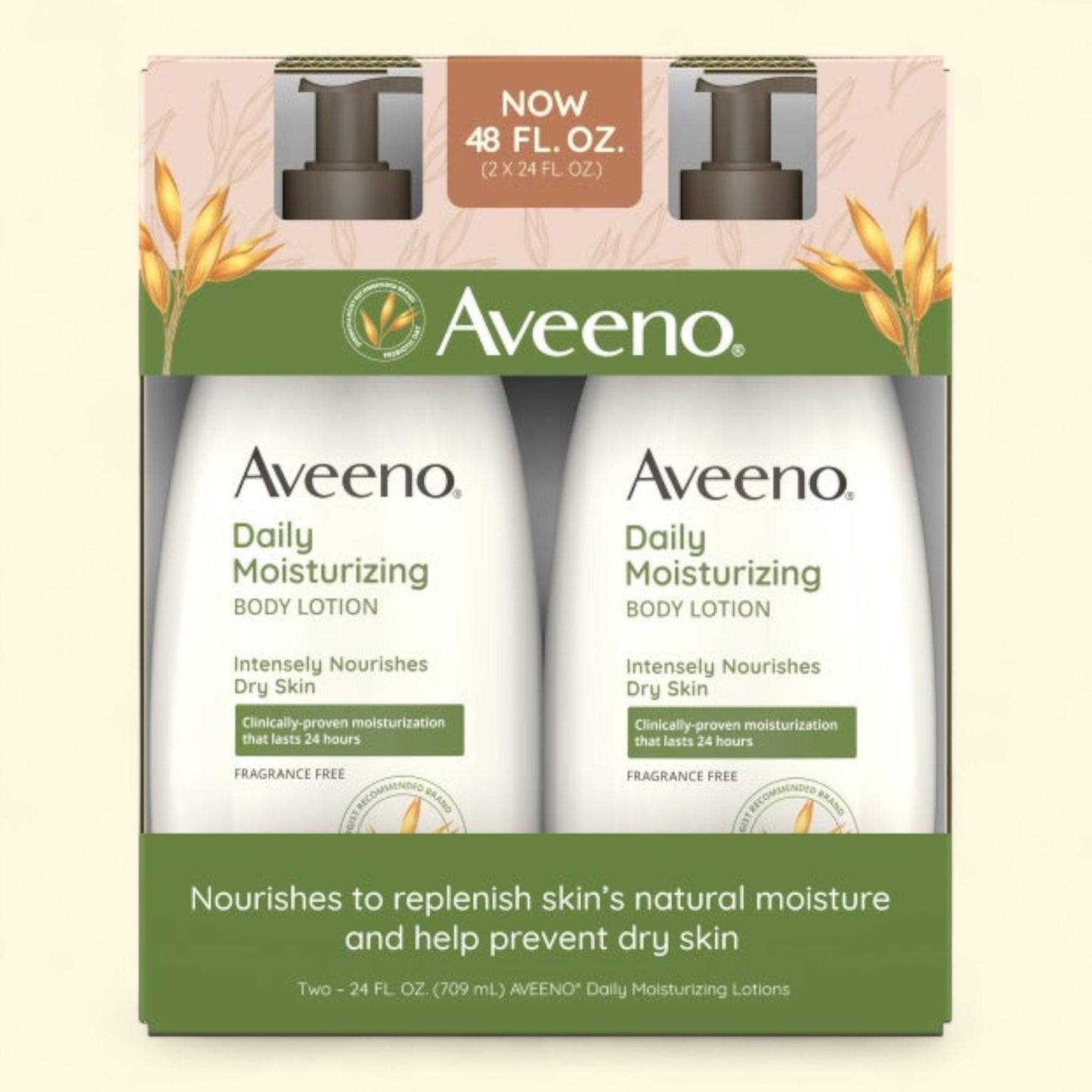 Aveeno Daily Moisture Lotion, 24 fl oz, 2-pack