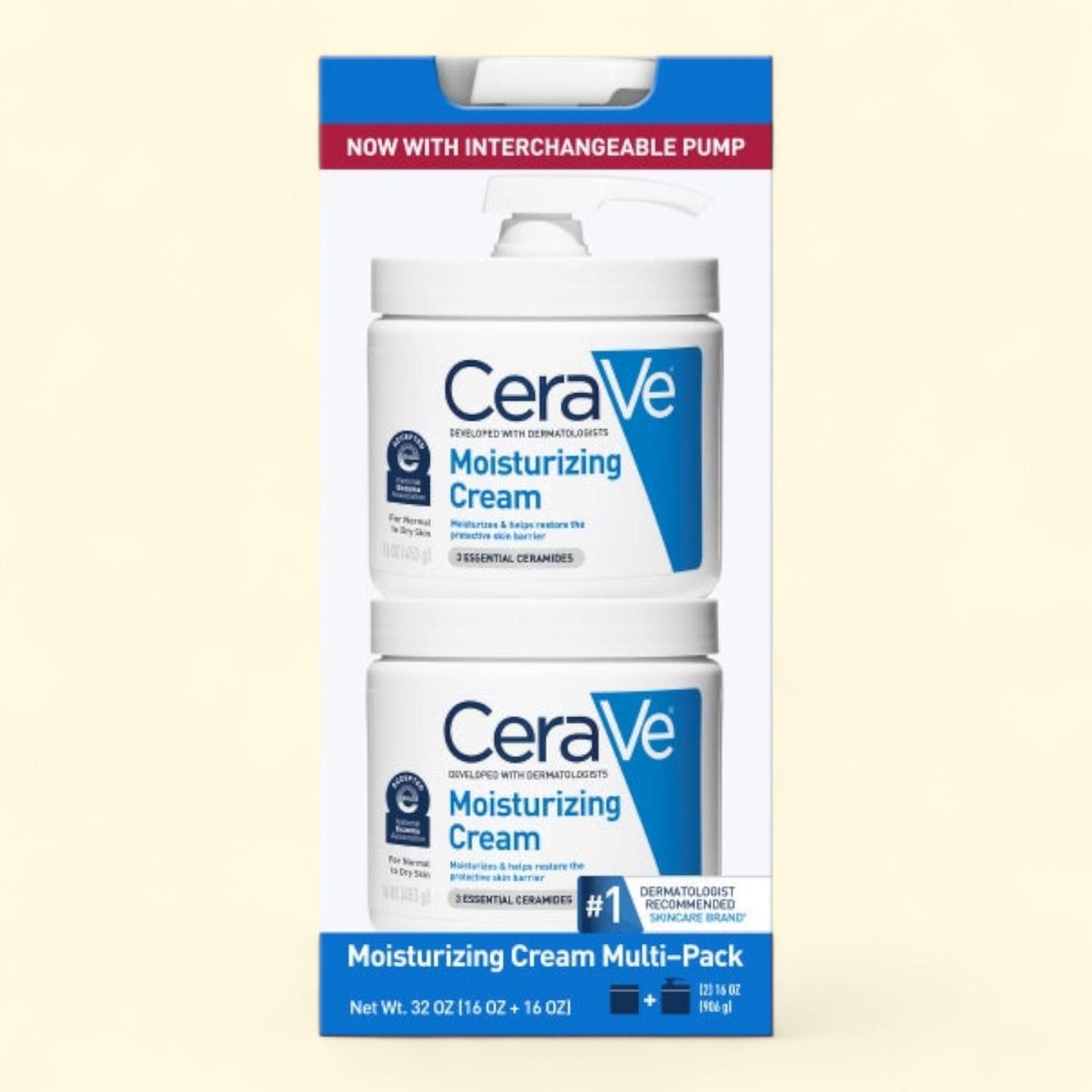 CeraVe Moisturizing Cream, 16 oz Jar + 16 oz Jar