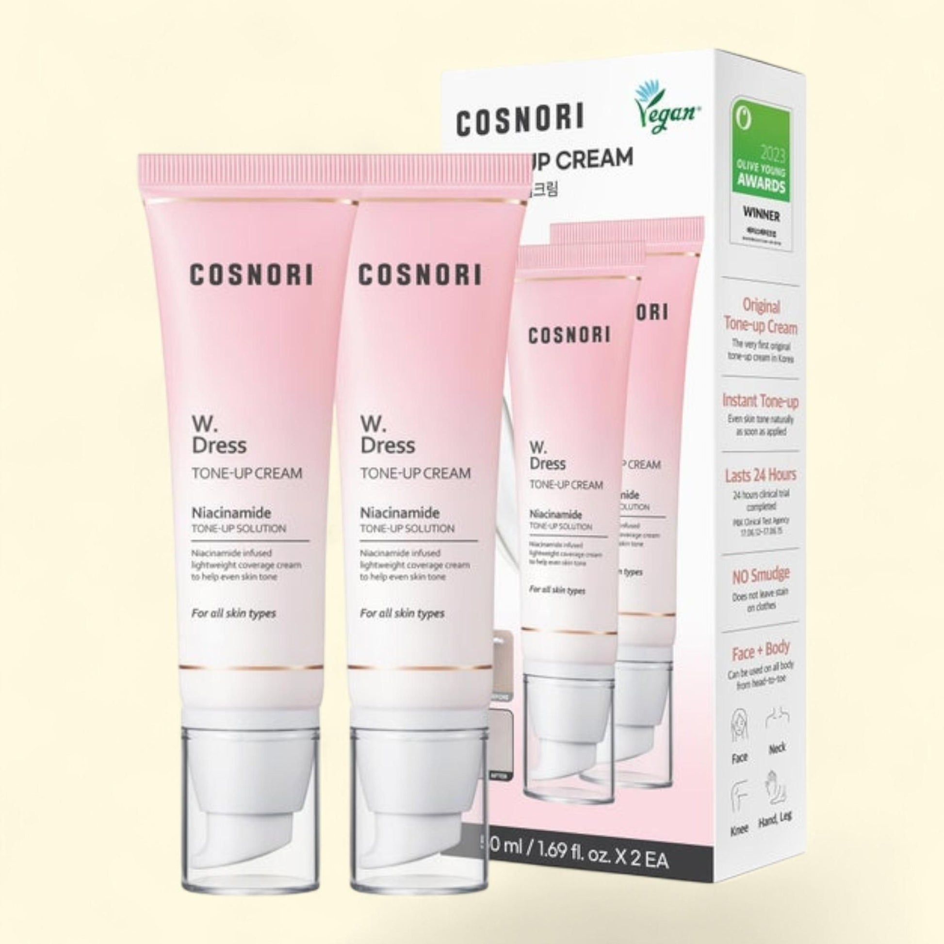 COSNORI Dress Tone-up Cream, 1.69 fl oz, 2-pack — authentic US product shipped worldwide by Treatspree