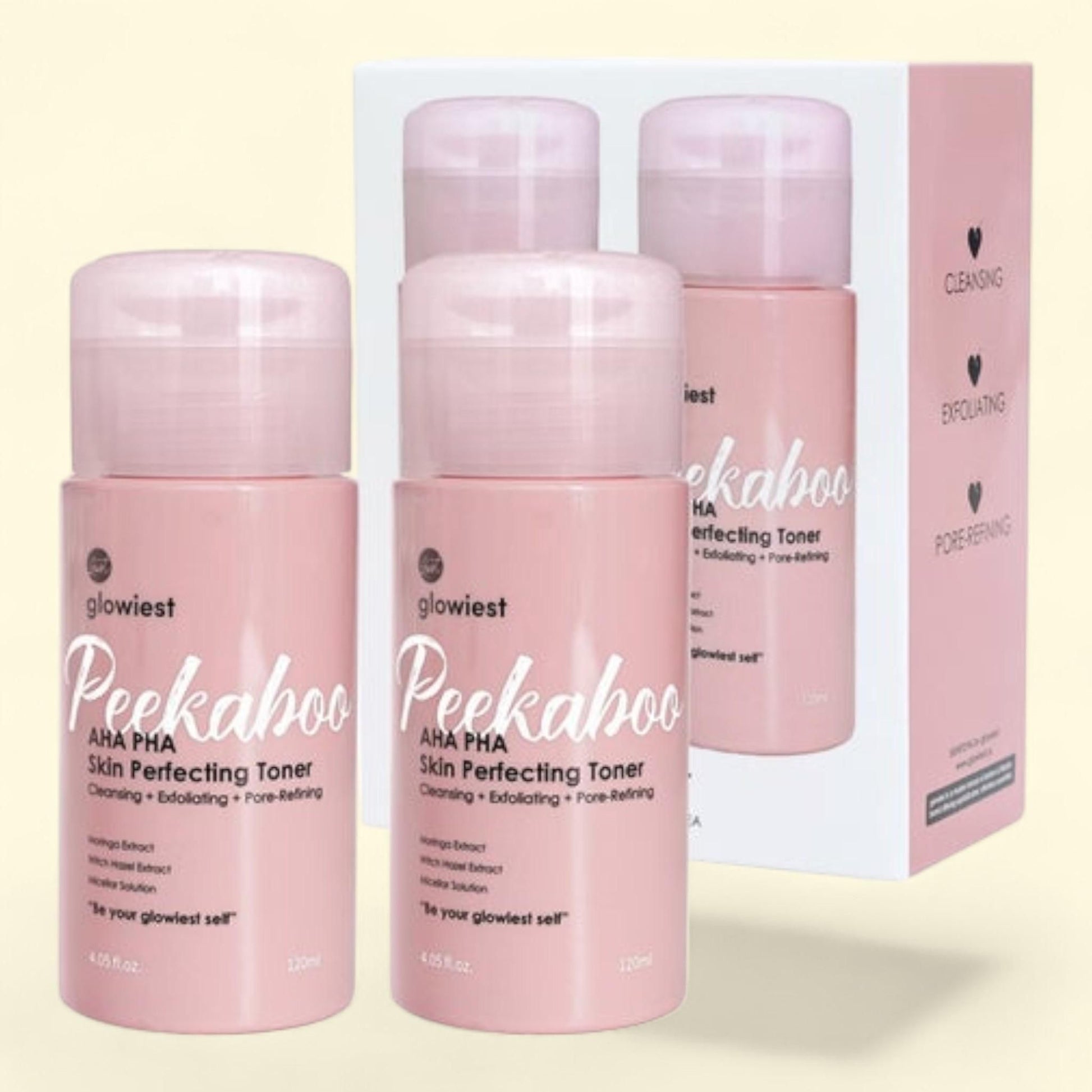 Glowiest Peekaboo Skin Perfecting Toner, 4.05 fl oz, 2-pack — authentic US product shipped worldwide by Treatspree