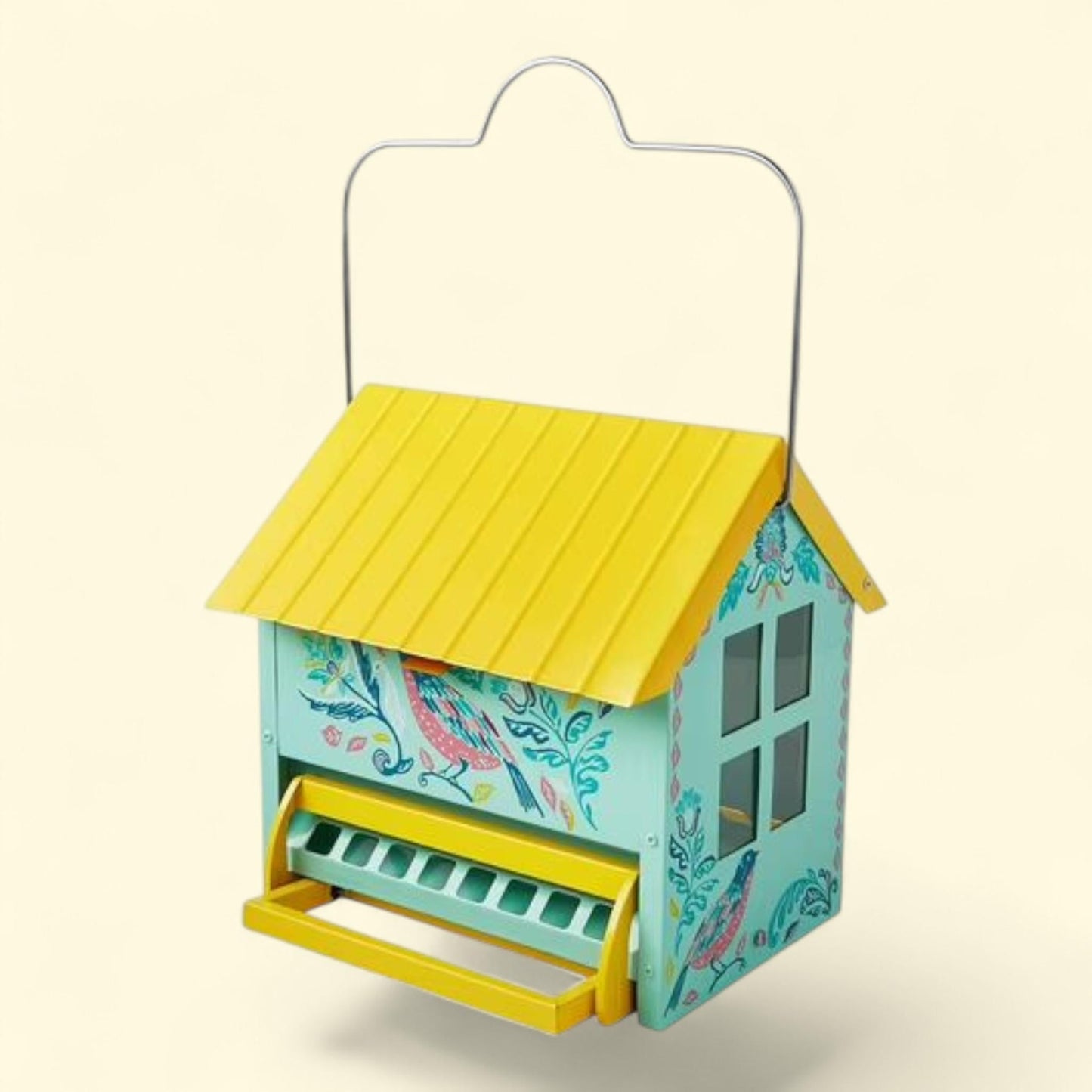 The Pioneer Woman Bird Ogee Metal Squirrel Proof Hopper Bird Feeder, 5.5QT