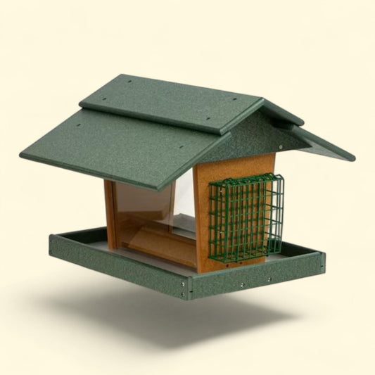 Mangeoire pour oiseaux Classic Deluxe d'Outdoor Leisure Products, GM2-1TGC, en résine polyvalente haute densité, finition vert gazon/cèdre