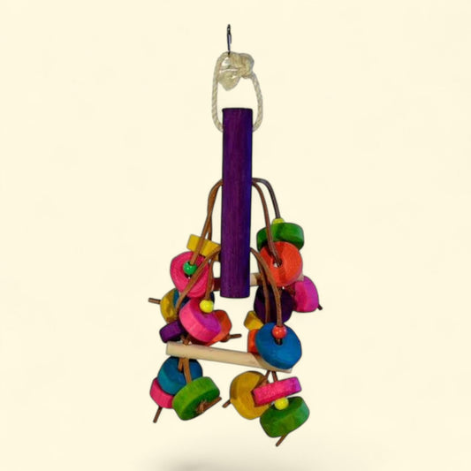 Prevue Pet Products Playfuls Deliteful Bird Toy, Wood and Leather, 1 lb