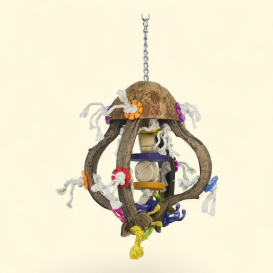 Prevue Pet Products Playful Wood and Rope Jellyfish Bird Toy, 0.15 lb