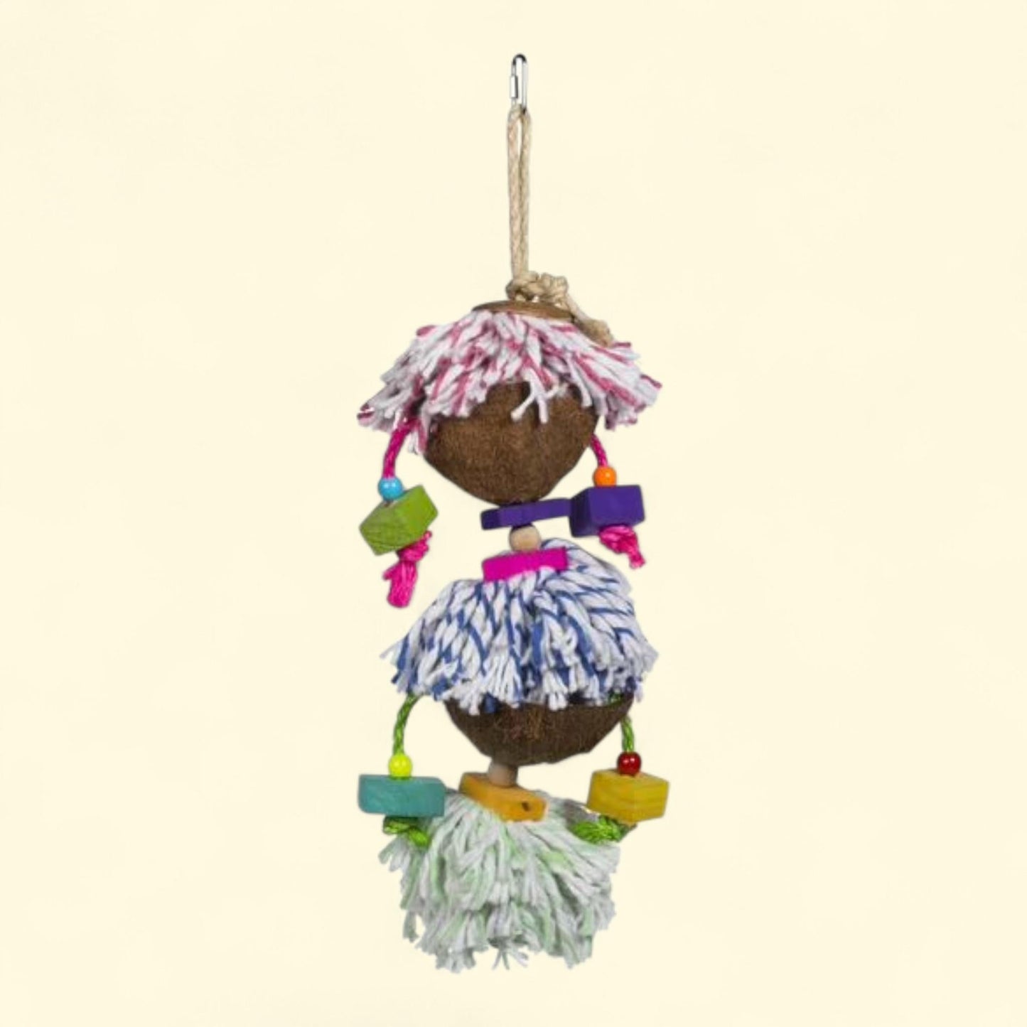 Prevue Pet Products Playfuls Ritual Dance Bird Toy, Coconut Shell and Sisal Rope, M1 lb