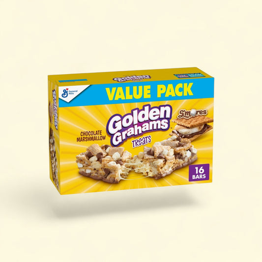 Golden Grahams Cereal Treat Bars, S'mores, 16 Ct, 16.96 oz — authentic US product shipped worldwide by Treatspree