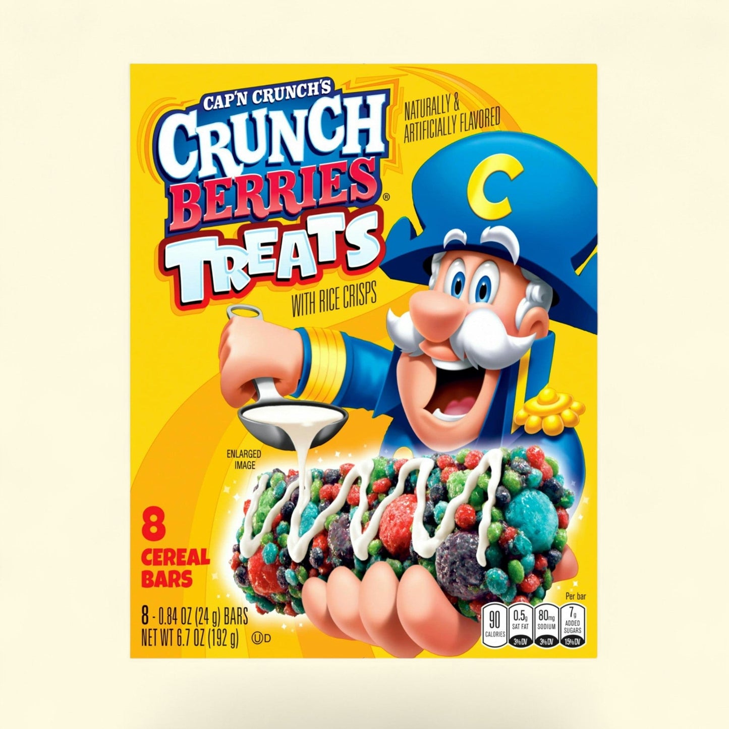 Cap'n Crunch Treat with Rice Crisps Cereal Bars, Peanut Butter Flavor, 0.8 oz, 8 Count