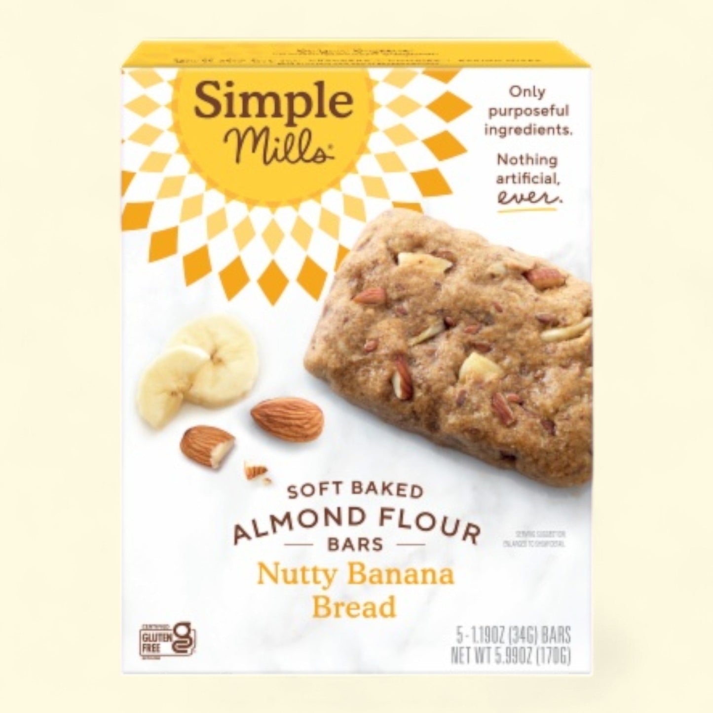 Simple Mills Nutty Banana Bread Almond Flour Bars, 5.99oz, 5 count