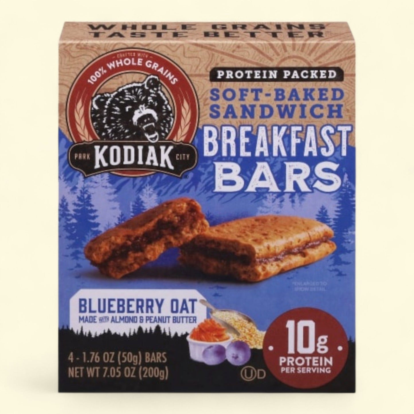 Kodiak Blueberry Oat Protein Breakfast Bars, 2.12 oz, 4 bars
