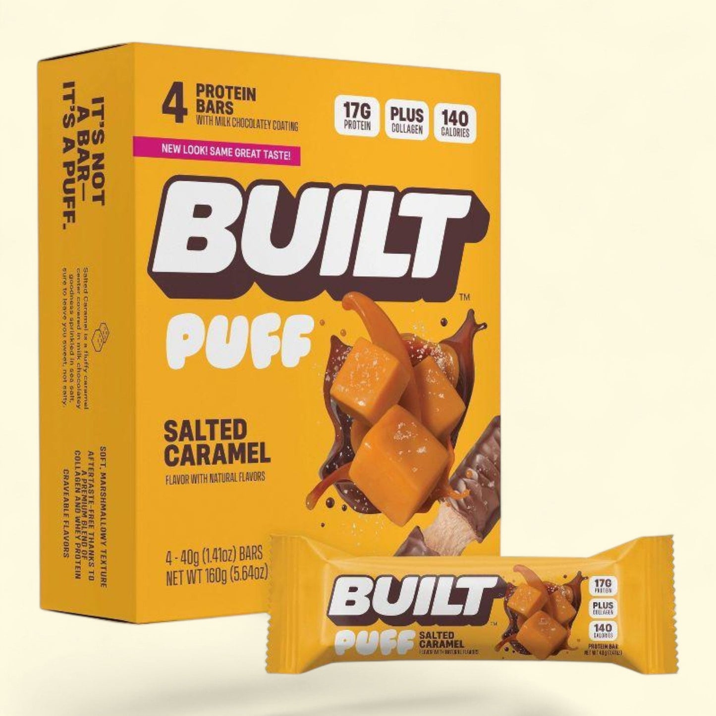 Built Bar Salted Caramel Puff Snack Bars, 5.64oz/4ct