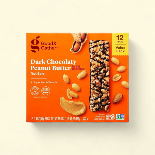 Good & Gather Dark Chocolaty Peanut Butter Nut Bars, 16.8oz/12ct — authentic US product shipped worldwide by Treatspree