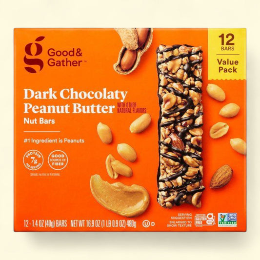 Good & Gather Dark Chocolaty Peanut Butter Nut Bars, 16.8oz/12ct