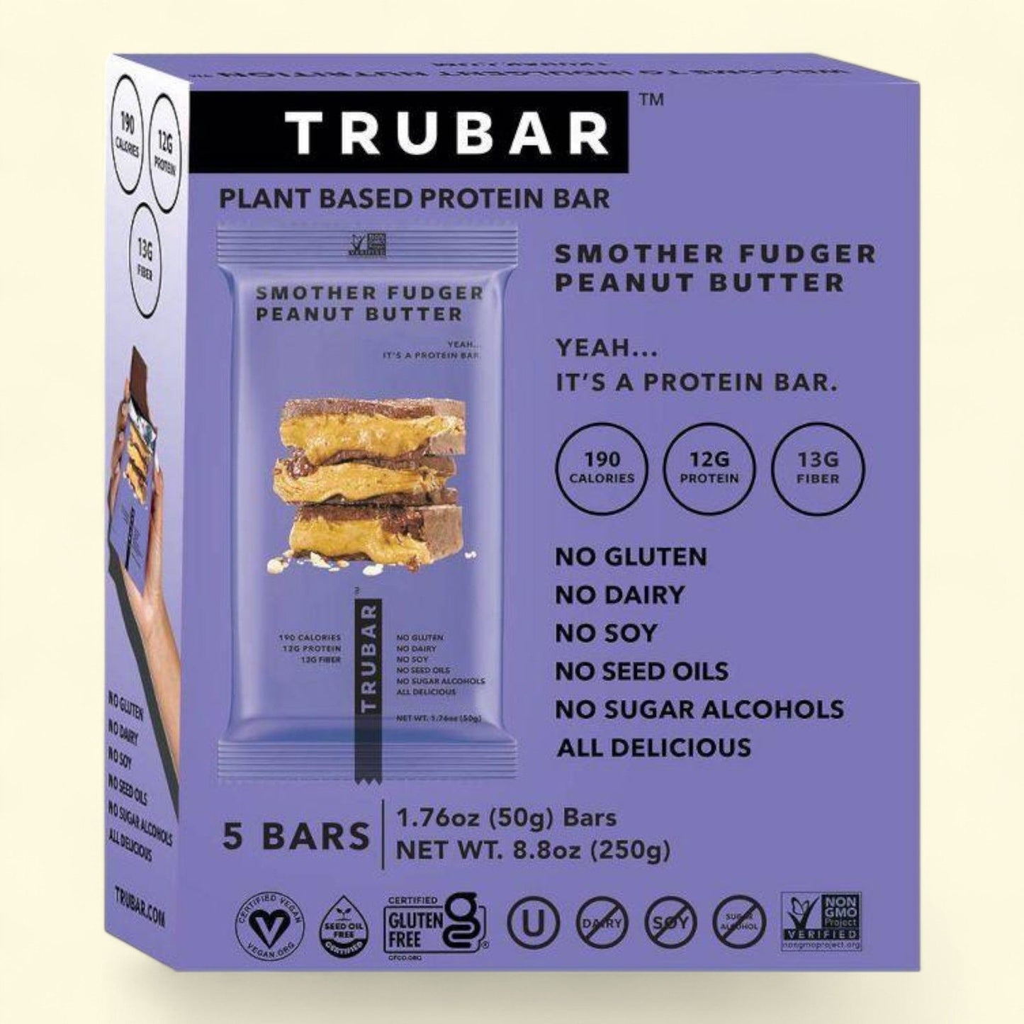 TRUBAR Peanut Butter Nutrition Protein Bars, 5ct