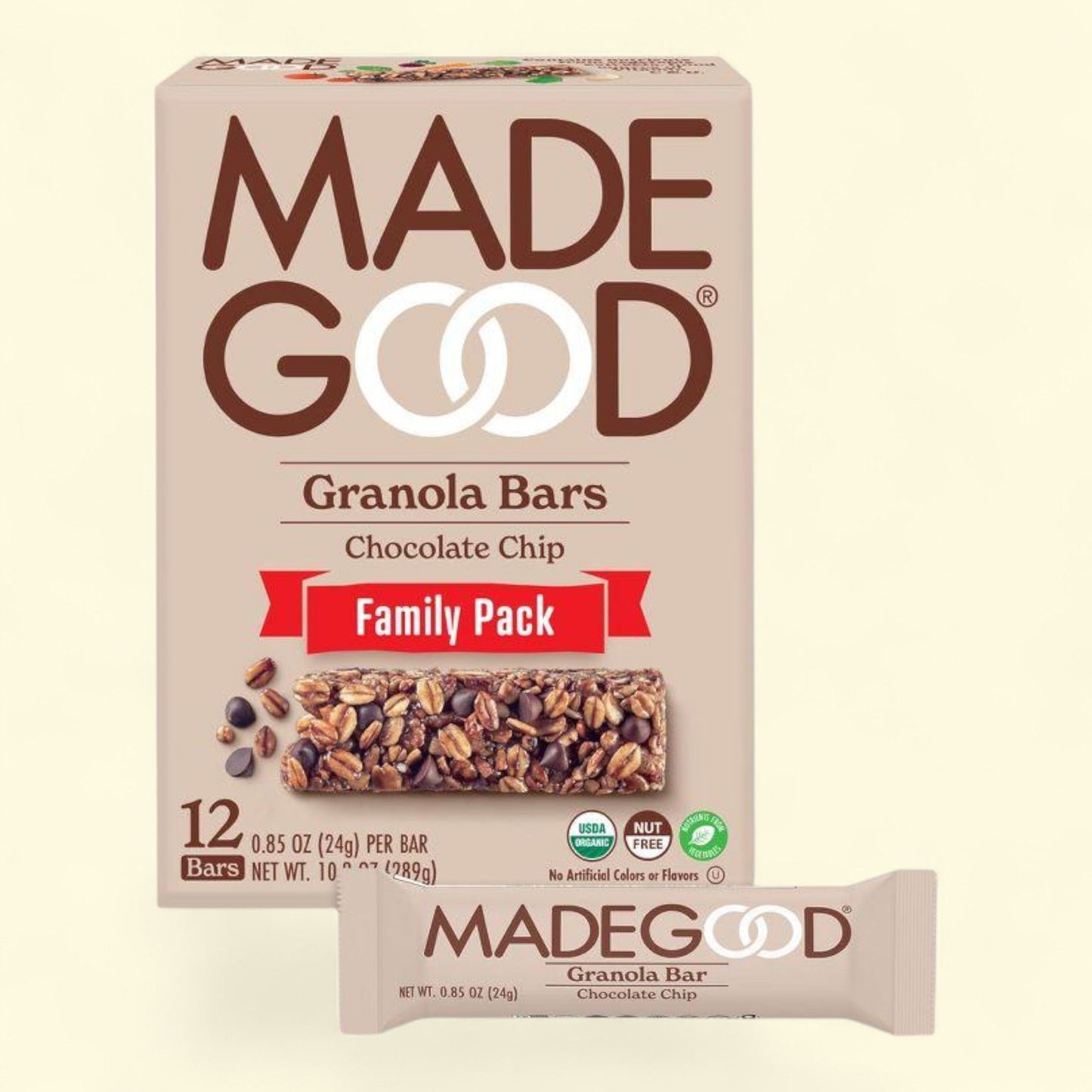 MadeGood Chocolate Chip Granola Bar, 10.2oz/12ct