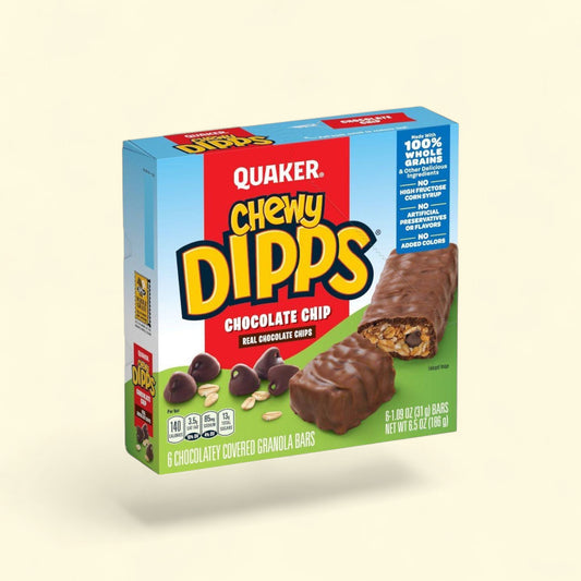 Quaker Chewy Dipps Chocolate Chip Granola Bars, 6.5oz/6ct — authentic US product shipped worldwide by Treatspree