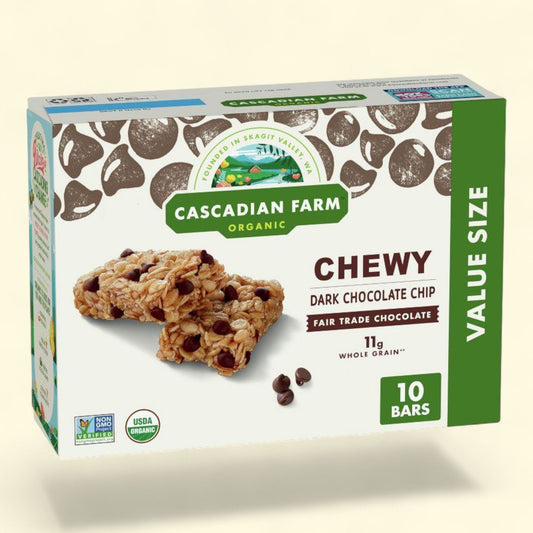 Cascadian Farms Organic Dark Chocolate Chip Chewy Granola Bars, 10ct/12.3oz