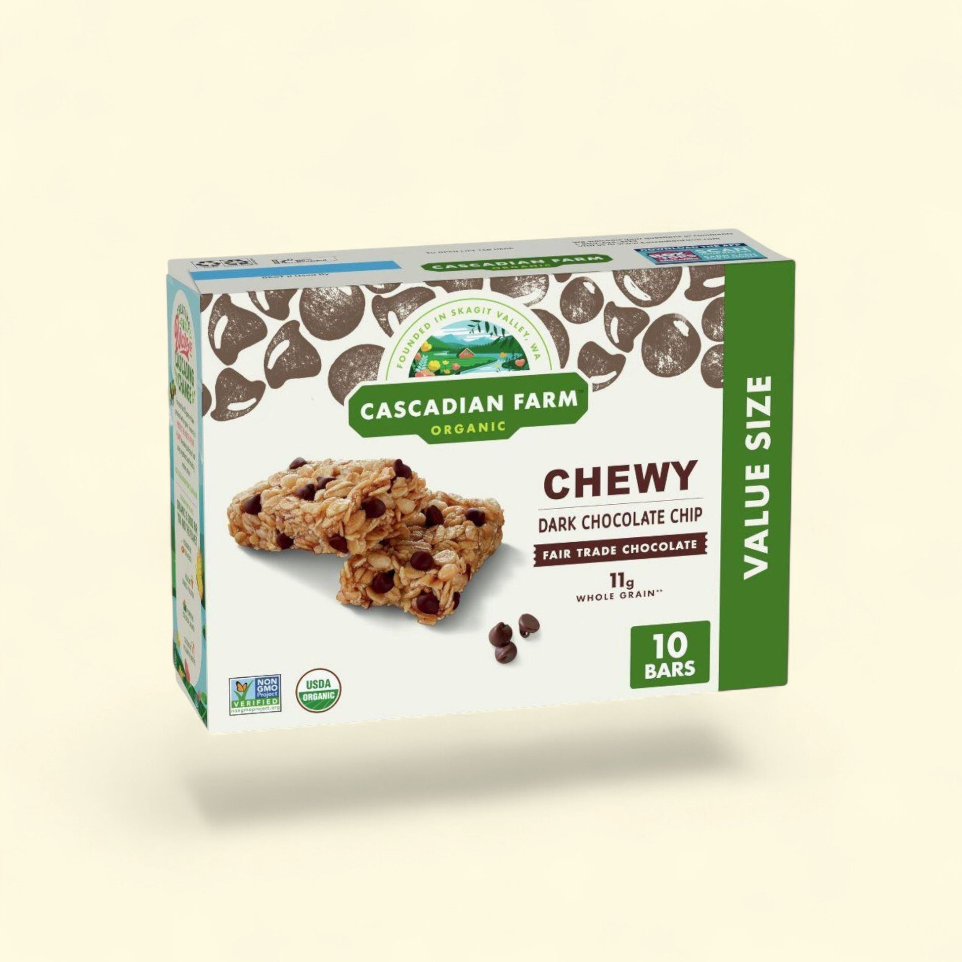 Cascadian Farms Organic Dark Chocolate Chip Chewy Granola Bars, 10c... — authentic US product shipped worldwide by Treatspree