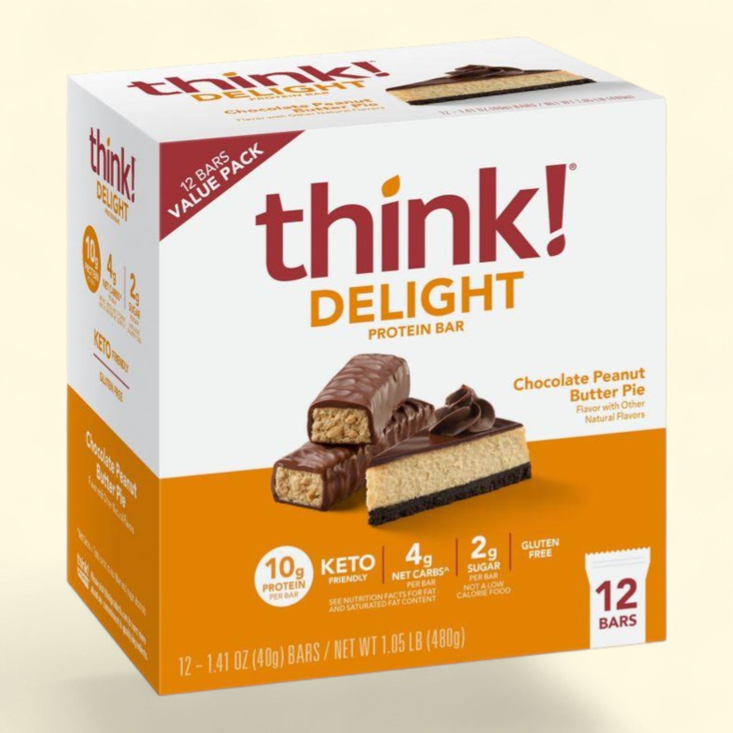 Think! High Protein Keto Peanut Butter Bars, 12Pk