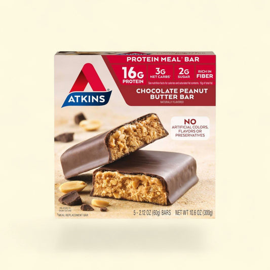 Atkins Chocolate Peanut Butter Meal Nutrition Bars, 5 count — authentic US product shipped worldwide by Treatspree