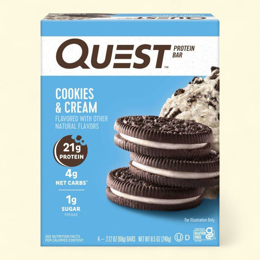 Quest Nutrition Protein Bar, Cookies & Cream, 21g, 4 count