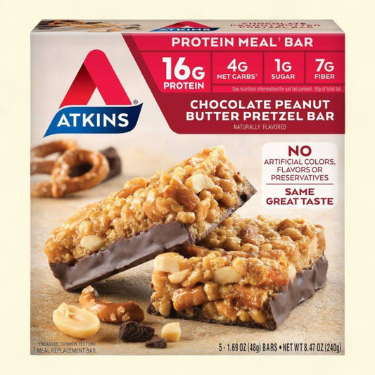 Atkins Protein Meal Bar, Chocolate Peanut Butter Pretzel, 5ct/8.47oz