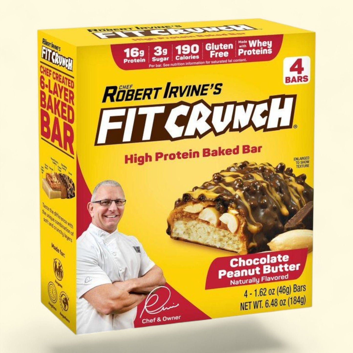 FITCRUNCH Chocolate Peanut Butter Baked Snack Bar, 16g, 4 bars