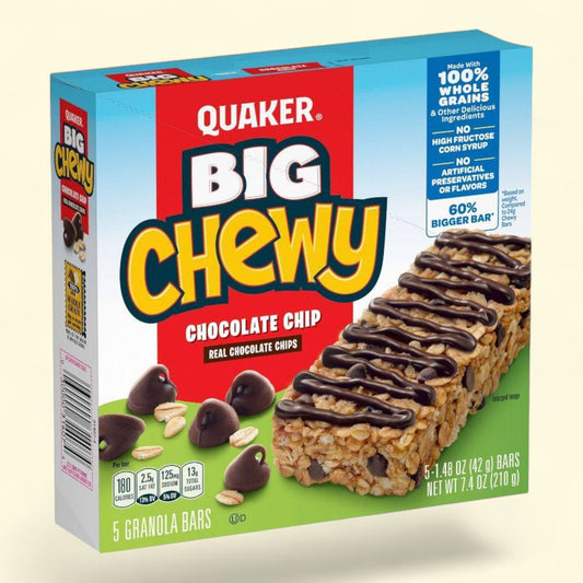 Quaker Big Chewy Chocolate Chip Granola Bars, 7.4oz/5ct