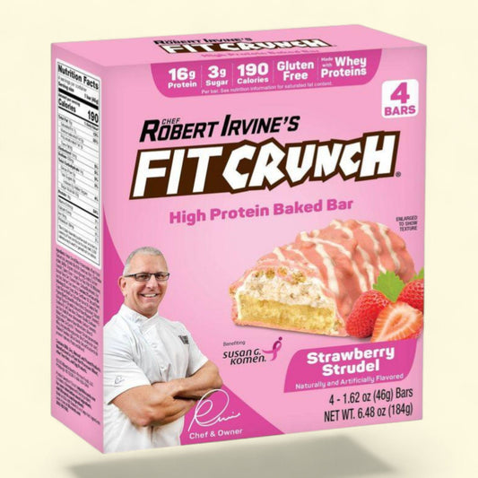 FITCRUNCH Nutrition Bars, Strawberry Strudel, 6.48oz/4ct