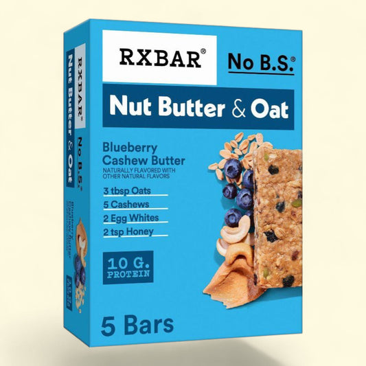 Barres protéinées RXBAR au beurre de noix et à l'avoine, aux myrtilles et au beurre de noix de cajou, 275 g / 5 pièces