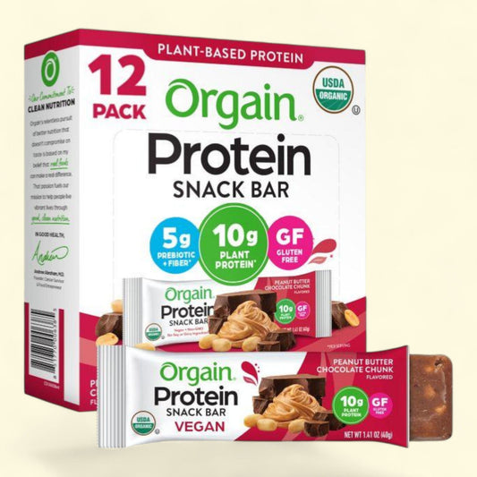 Orgain Organic Vegan Protein Bar, Peanut Butter Chocolate Chip, 12ct