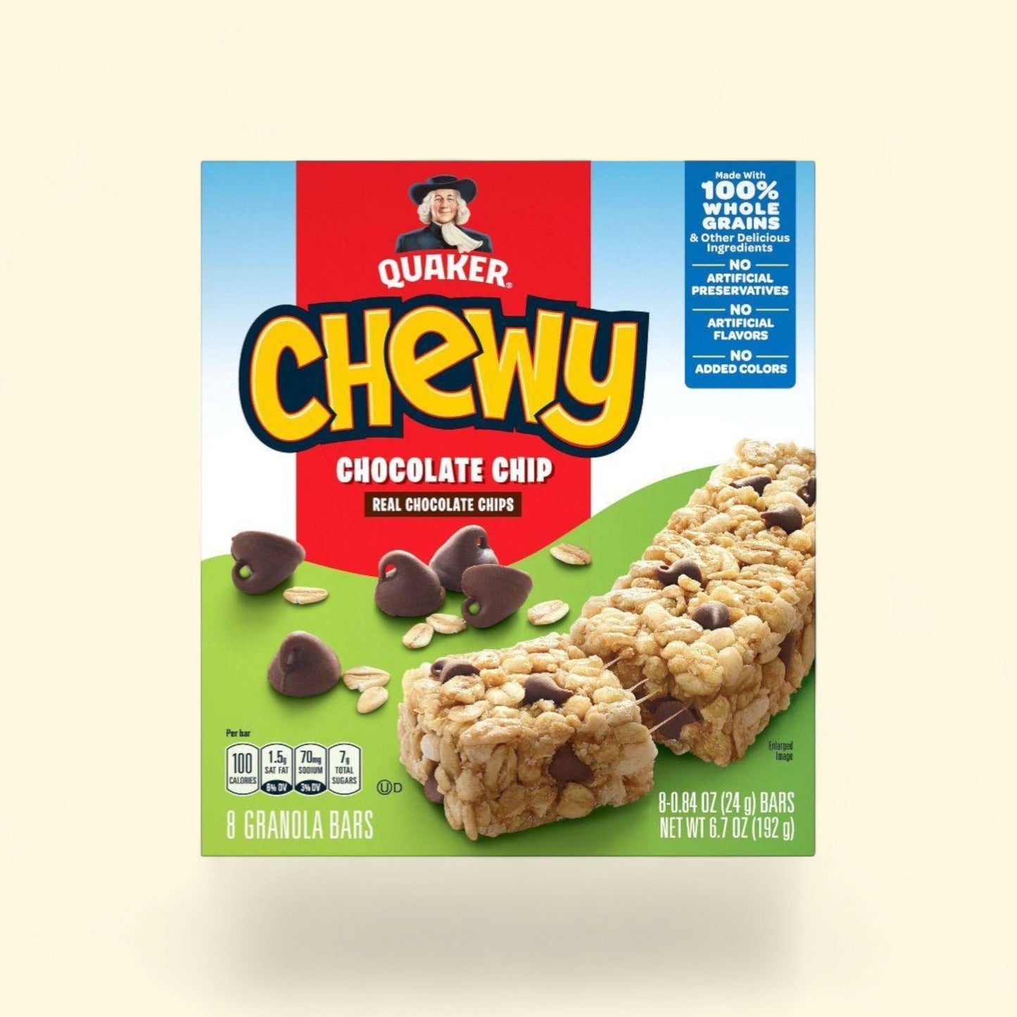 Quaker Chewy Chocolate Chip Granola Bars, 8.4 oz, 8 bars — authentic US product shipped worldwide by Treatspree