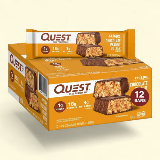 Quest Nutrition Hero Protein Bar, Crispy Chocolate Peanut Butter, 18g, 12 bars