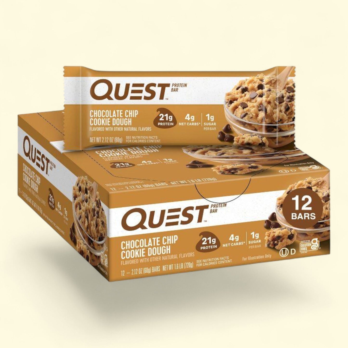 Quest Nutrition Protein Bar, Chocolate Chip Cookie Dough, 12 count