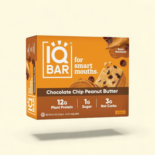 IQBAR Chocolate Chip Peanut Butter Protein Bars, 6.4oz/4ct — authentic US product shipped worldwide by Treatspree